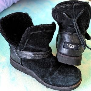 Toddler Black UGG Winter Boots Fleece Leather Size 13 S/N Australia Classic